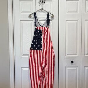 Patriotic American Flag Overalls - Red, White & Blue
